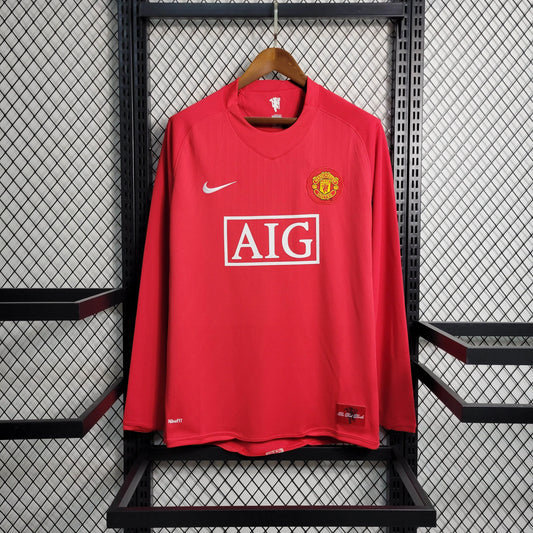 Camiseta Manchester United 2007 Local Manga Larga